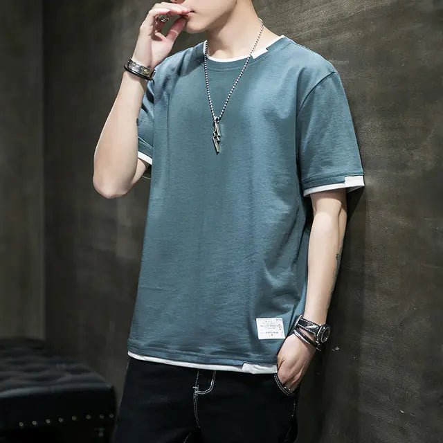 Stylish Men's Summer Two - Piece Spliced Pullover T-shirts - Trendy Home Mart