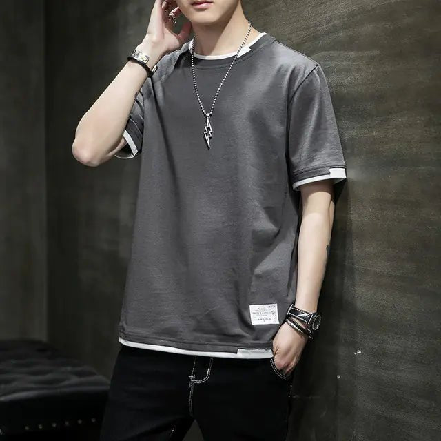 Stylish Men's Summer Two - Piece Spliced Pullover T-shirts - Trendy Home Mart