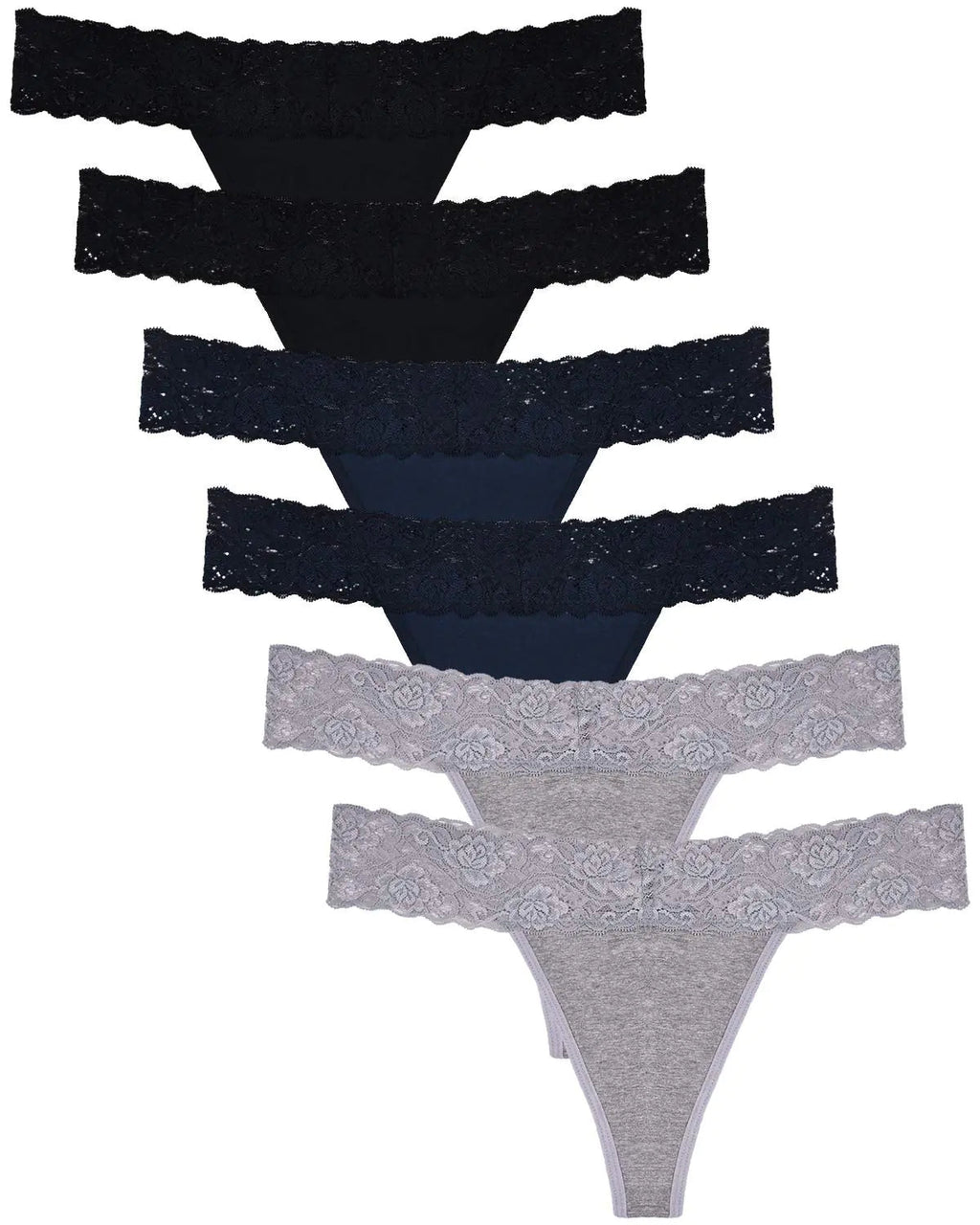 Sunm Boutique Lace Thongs for Women Thong Underwear Women Lace Panties Women Underwear Cotton Thongs for Women Pack X - Small Black+gray+blue - Trendy Home Mart