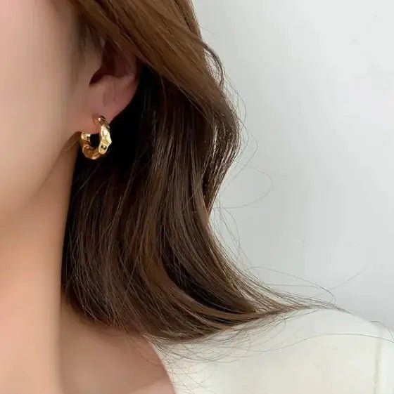 Texture Earrings – Minimalist Cold - Style Fashion Studs - Trendy Home Mart