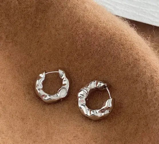 Texture Earrings – Minimalist Cold - Style Fashion Studs - Trendy Home Mart