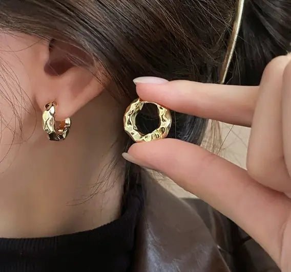 Texture Earrings – Minimalist Cold - Style Fashion Studs - Trendy Home Mart