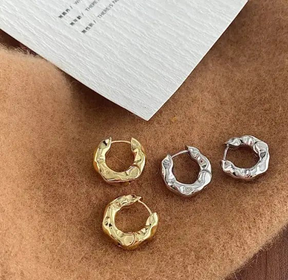 Texture Earrings – Minimalist Cold - Style Fashion Studs - Trendy Home Mart