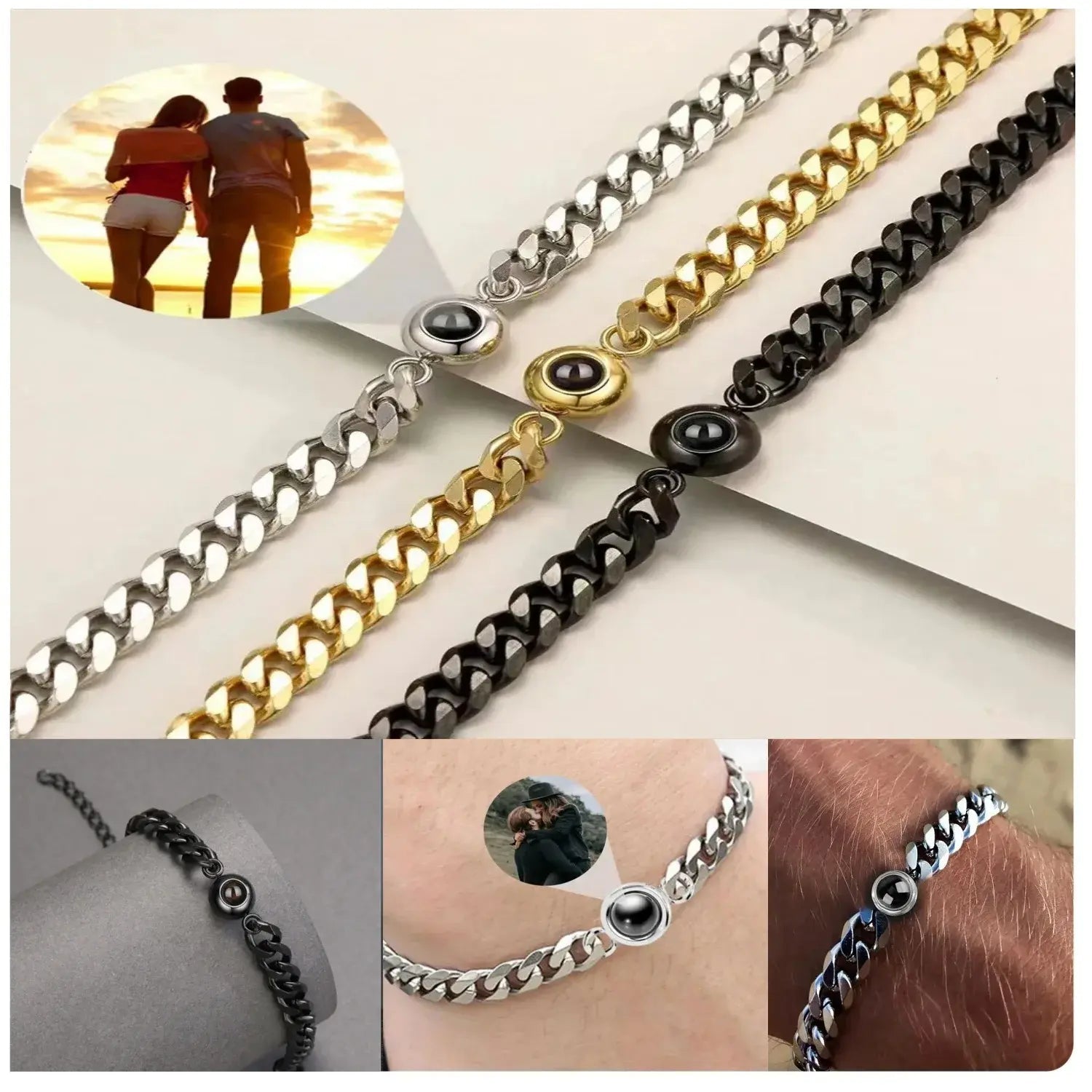 Titanium Steel Bracelet With Picture Cuban - Trendy Home Mart