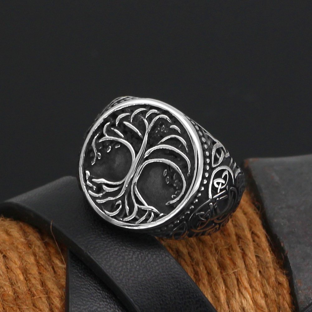 Titanium Steel Viking Men's Jewelry Ring - Tree of Life - Trendy Home Mart