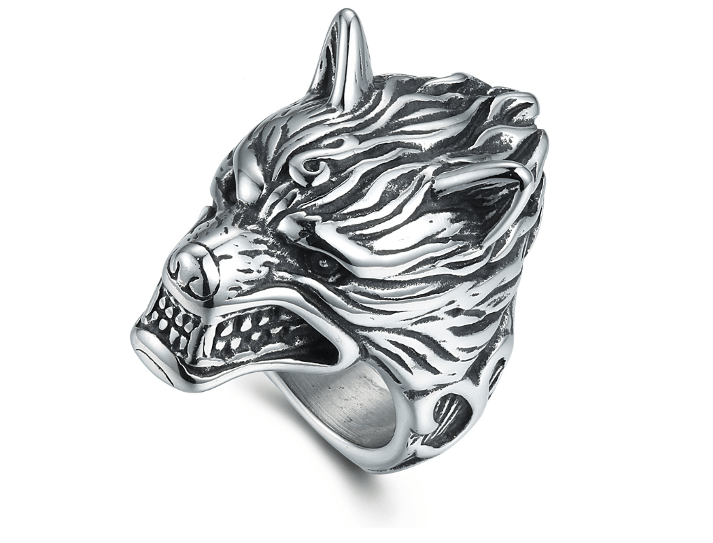 Titanium Steel Wolf Head Ring - Retro Men's Jewelry - Trendy Home Mart