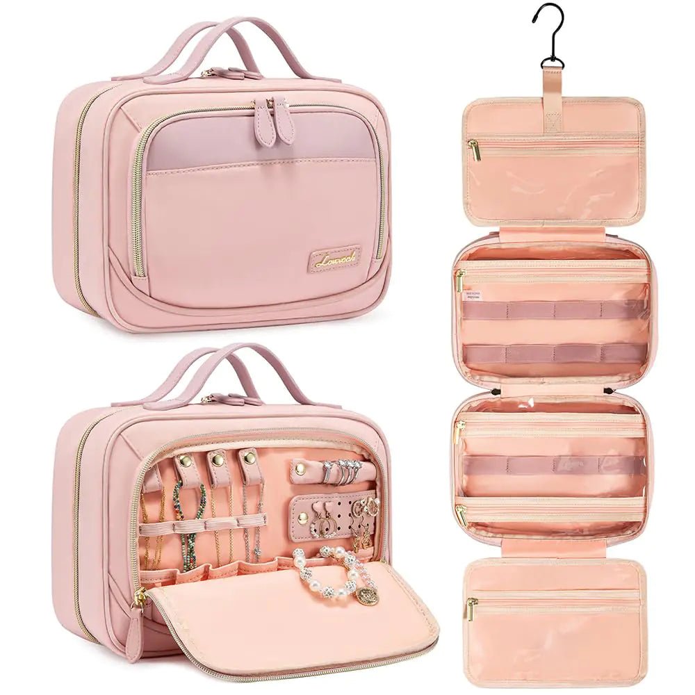 Travel Hanging Toiletry & Jewelry Organizer Bag – Pink, 10×7.2×4.2″ - Trendy Home Mart