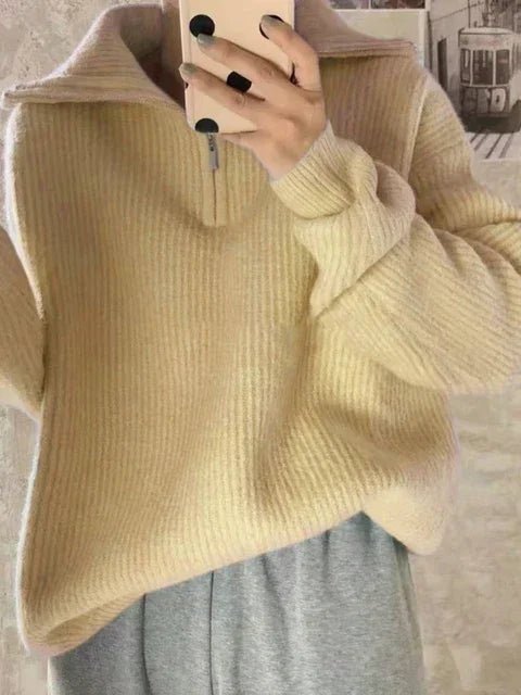 Turtleneck Zipper Sweater - Trendy Home Mart