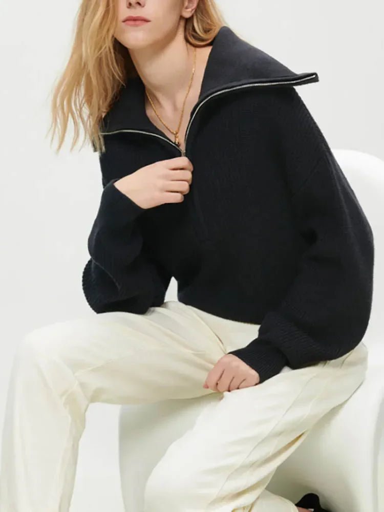 Turtleneck Zipper Sweater - Trendy Home Mart