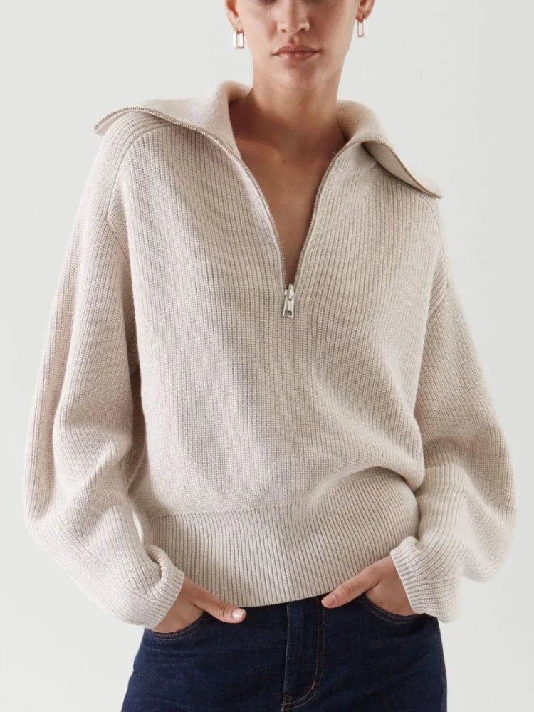 Turtleneck Zipper Sweater - Trendy Home Mart