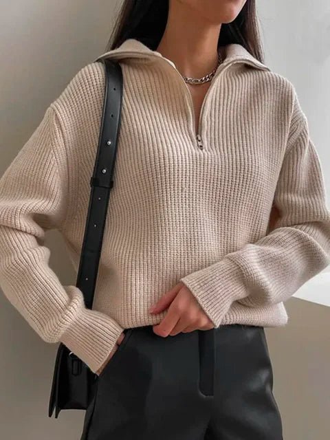 Turtleneck Zipper Sweater - Trendy Home Mart