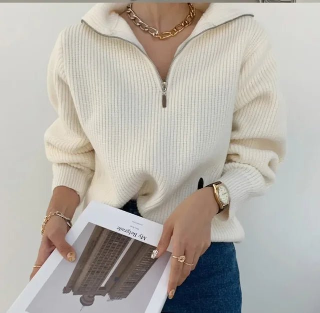 Turtleneck Zipper Sweater - Trendy Home Mart