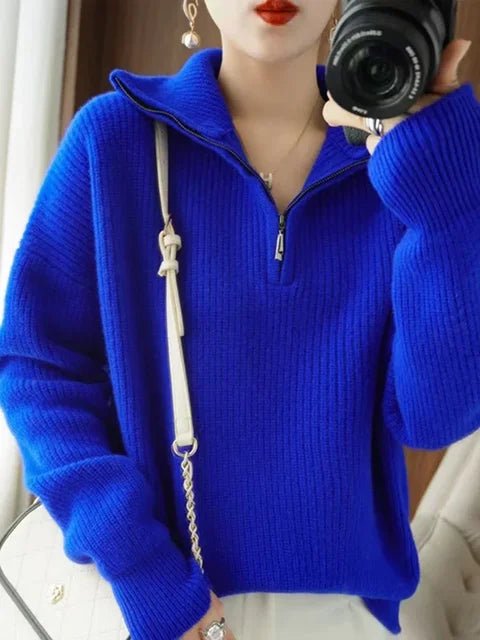 Turtleneck Zipper Sweater - Trendy Home Mart