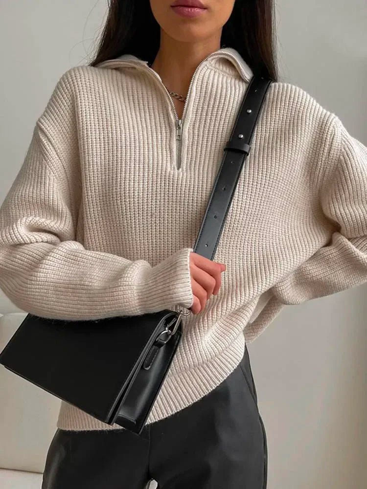 Turtleneck Zipper Sweater - Trendy Home Mart