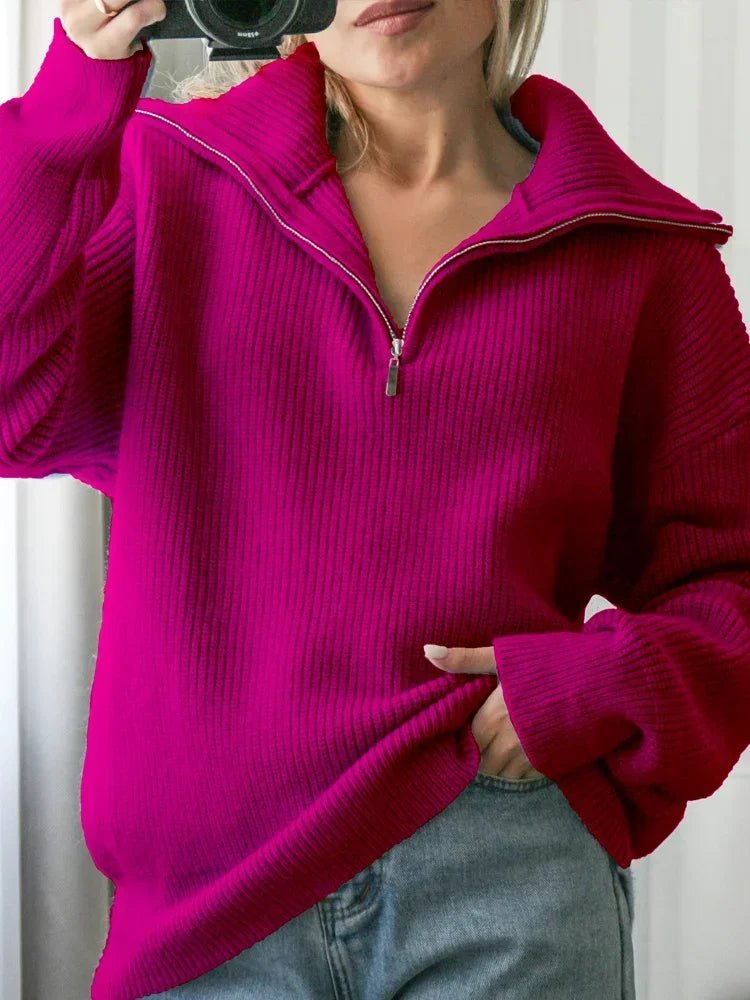 Turtleneck Zipper Sweater - Trendy Home Mart