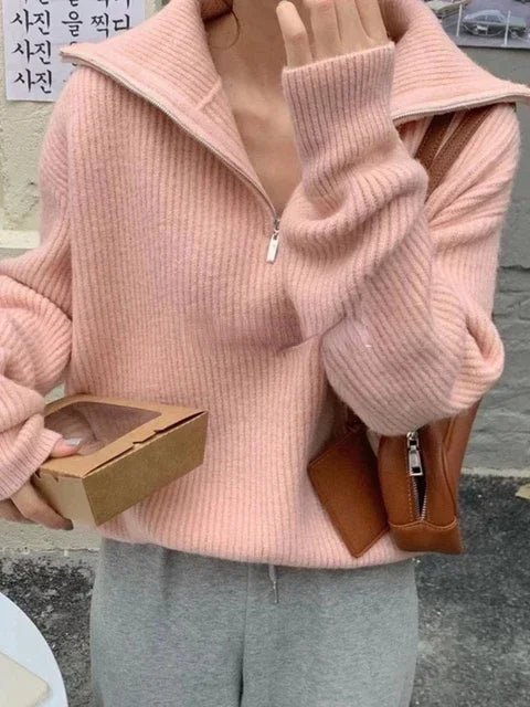 Turtleneck Zipper Sweater - Trendy Home Mart