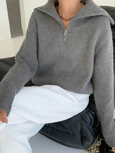 Turtleneck Zipper Sweater - Trendy Home Mart