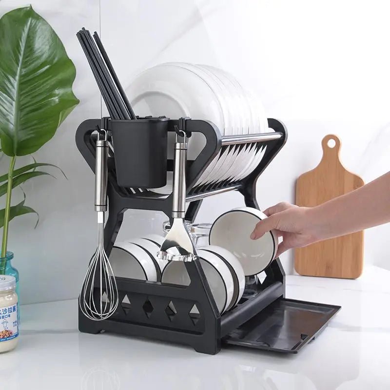 Two - Tier Kitchen Storage Rack for Bowls and Utensils - Trendy Home Mart