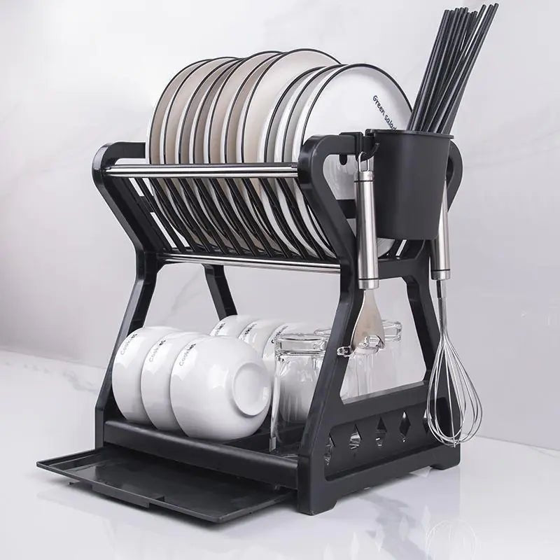Two - Tier Kitchen Storage Rack for Bowls and Utensils - Trendy Home Mart