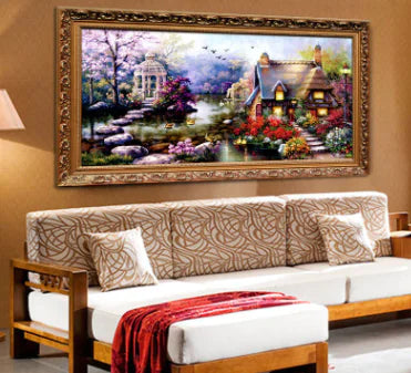 Mona Lisa Dream Home 70×40 cm Cross-Stitch Kit – Garden Scene Embroidery