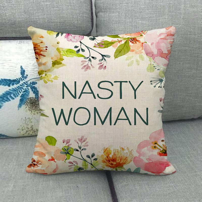 Watercolor Rose Inspirational Word Linen Cushion Cover - Trendy Home Mart