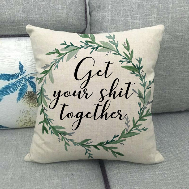 Watercolor Rose Inspirational Word Linen Cushion Cover - Trendy Home Mart