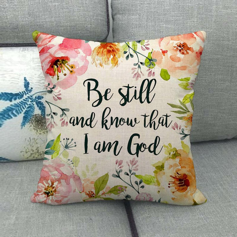 Watercolor Rose Inspirational Word Linen Cushion Cover - Trendy Home Mart