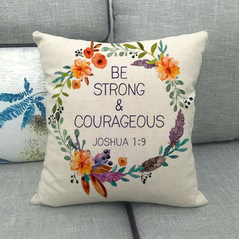 Watercolor Rose Inspirational Word Linen Cushion Cover - Trendy Home Mart