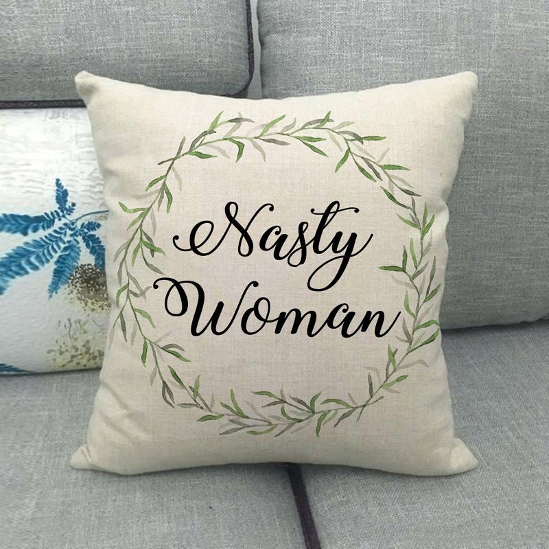 Watercolor Rose Inspirational Word Linen Cushion Cover - Trendy Home Mart