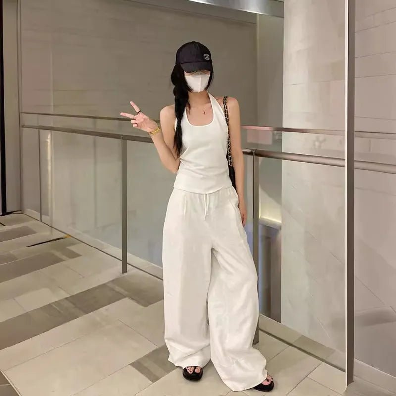 Wide - Leg White Beach Trousers – Casual Summer Pants - Trendy Home Mart