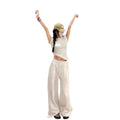 Wide - Leg White Beach Trousers – Casual Summer Pants - Trendy Home Mart