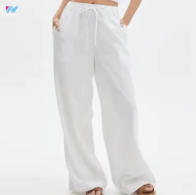 Wide - Leg White Beach Trousers – Casual Summer Pants - Trendy Home Mart
