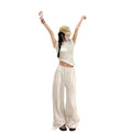 Wide - Leg White Beach Trousers – Casual Summer Pants - Trendy Home Mart