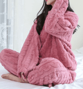 Winter Coral Velvet Pajama Set – Warm Pullover & Pants - Trendy Home Mart