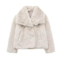 Winter Plush Coat Fashion Thicken Lapel Outwear Casual Long Sleeve Tops Womens Clothing - Trendy Home Mart
