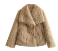Winter Plush Coat Fashion Thicken Lapel Outwear Casual Long Sleeve Tops Womens Clothing - Trendy Home Mart