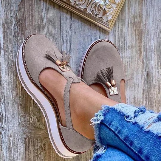 Women Flat Shoes Thick Sole Platform Shoes - Trendy Home Mart