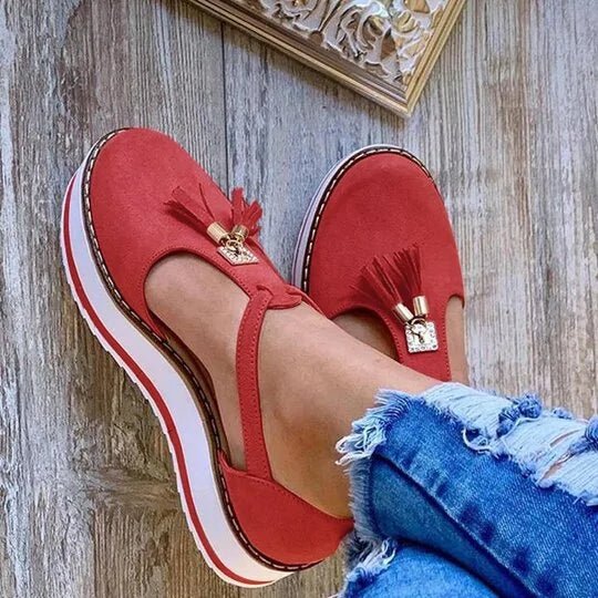 Women Flat Shoes Thick Sole Platform Shoes - Trendy Home Mart