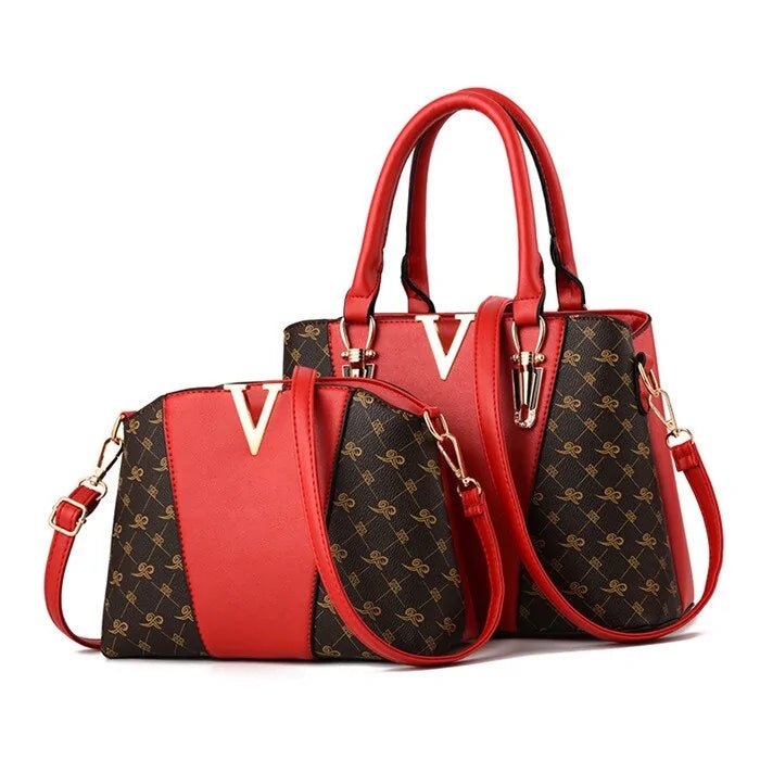 Women's 2 - Piece Leather Handbag Set - Trendy Home Mart