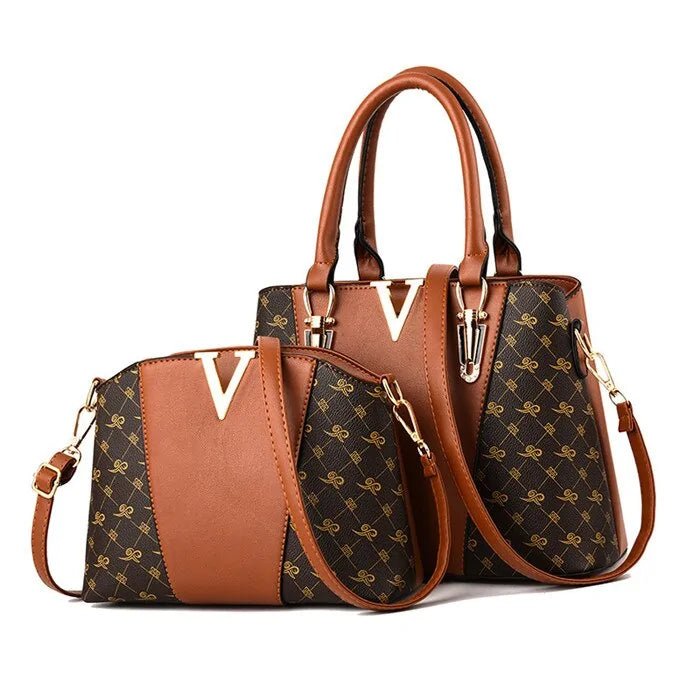 Women's 2 - Piece Leather Handbag Set - Trendy Home Mart