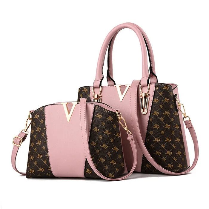 Women's 2 - Piece Leather Handbag Set - Trendy Home Mart