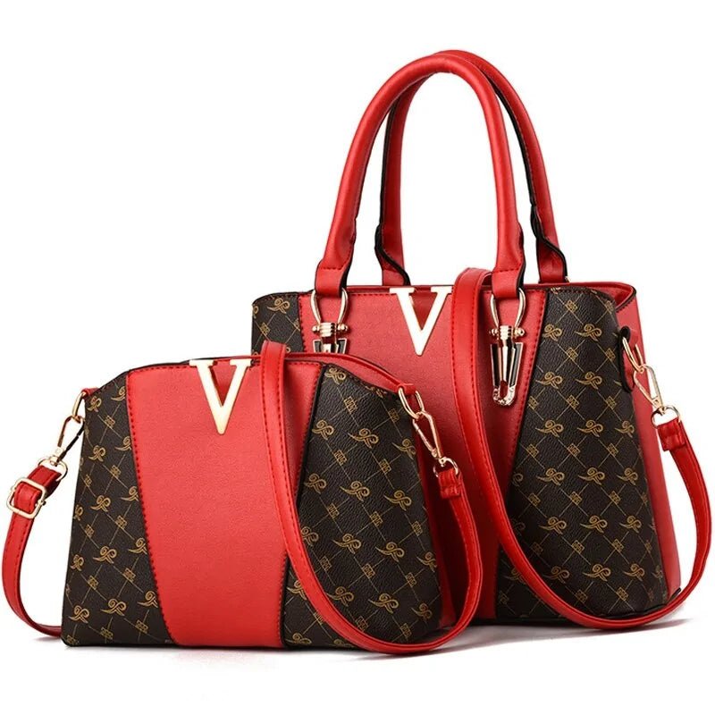 Women's 2 - Piece Leather Handbag Set - Trendy Home Mart