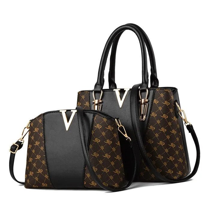 Women's 2 - Piece Leather Handbag Set - Trendy Home Mart