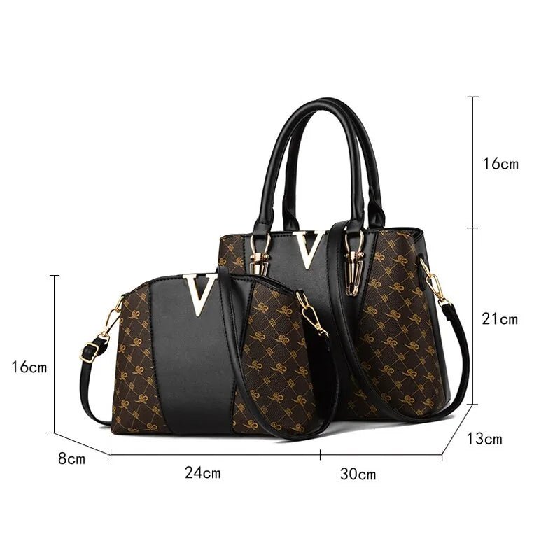 Women's 2 - Piece Leather Handbag Set - Trendy Home Mart