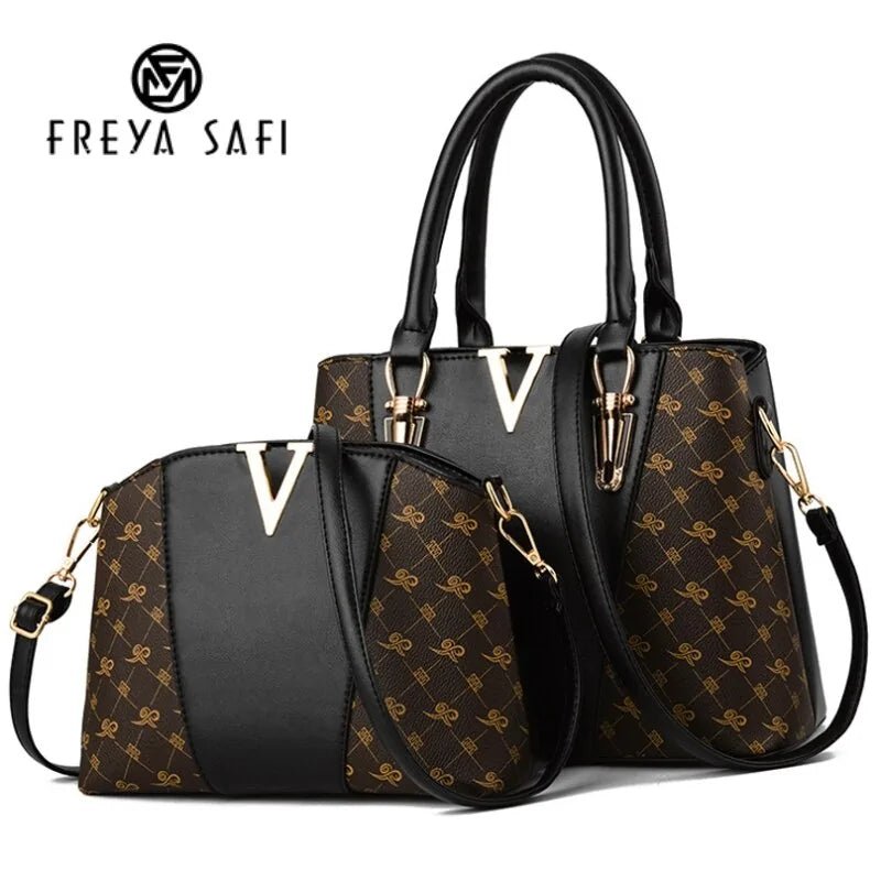 Women's 2 - Piece Leather Handbag Set - Trendy Home Mart