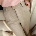 Women’s Casual Woolen Herringbone Trousers – Winter Style - Trendy Home Mart