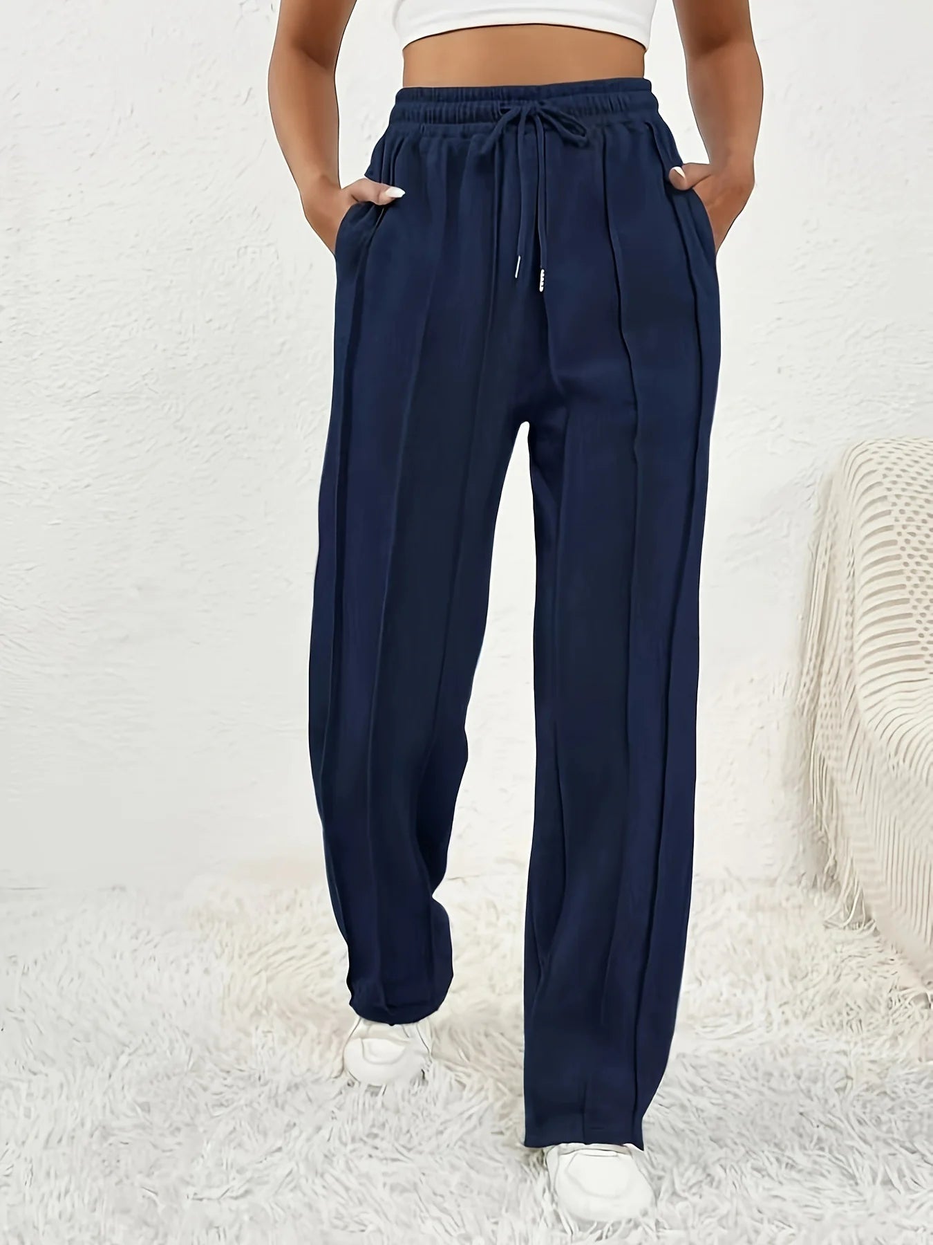 Women's High Waist Wide Leg Pants - Trendy Home Mart