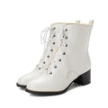 Women's Mid - Calf Chunky Heel Martin Boots - Trendy Home Mart