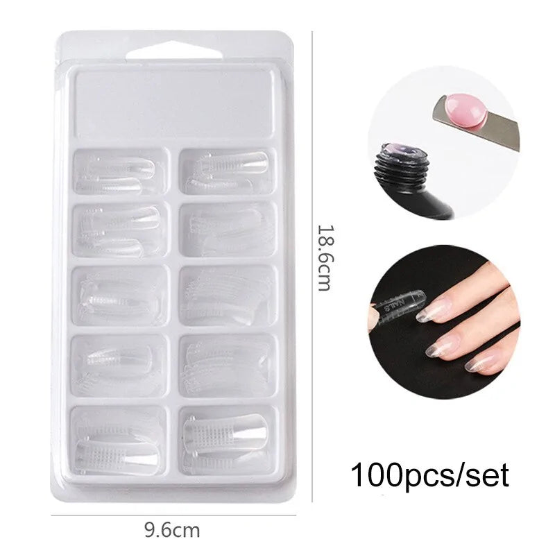 500pcs Natural Clear False Acrylic Nail Tips - Full/Half Cover Tips